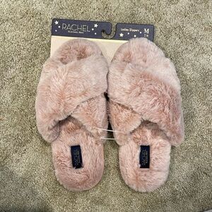 Pink fuzzy slippers